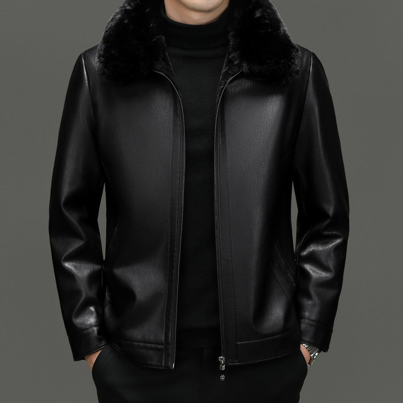 南韩加绒加厚皮衣男士外套冬装中老年人爷爷冬季保暖立领皮夹克男,淘宝优惠券,粉丝福利购,淘宝优惠卷