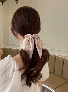 森系仙美碎花蝴蝶结大肠发圈女扎头发头绳发带小丝巾头花飘带头饰