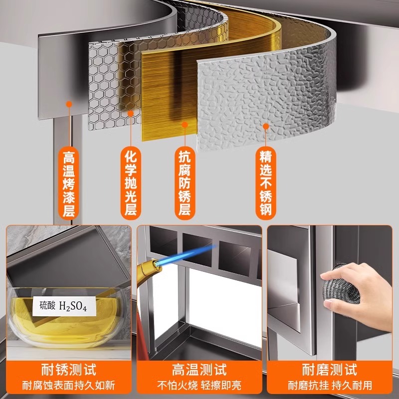 枪灰厨房调料置物架盐调味品盒罐多功能刀架家用台面多层收纳架子