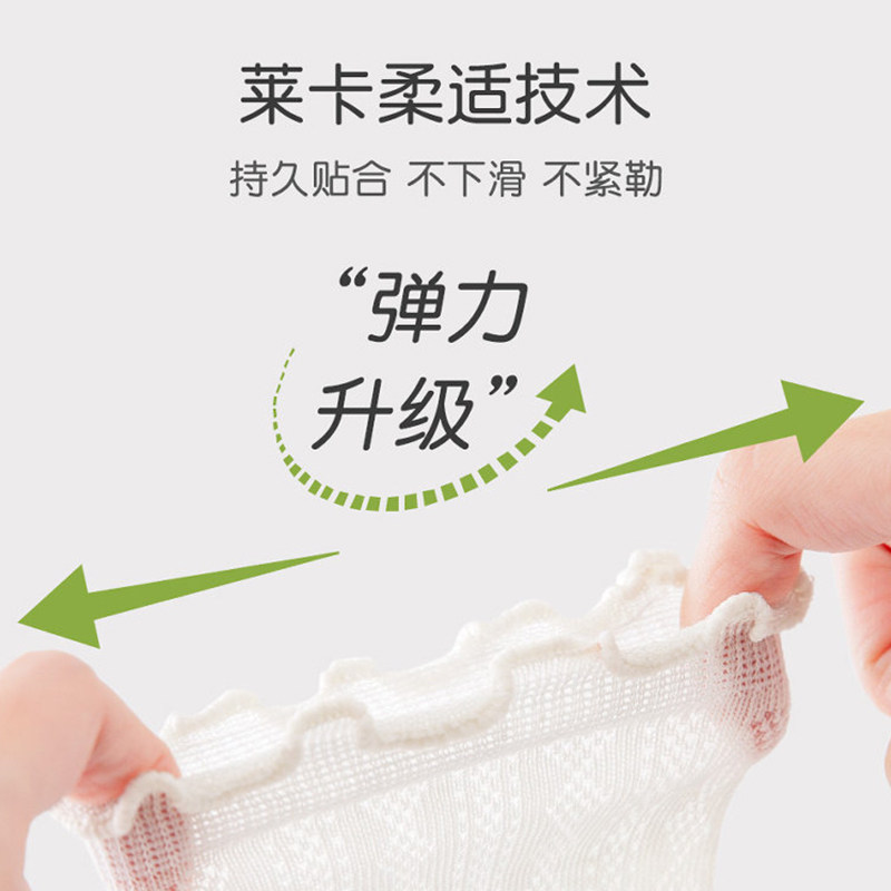 女童公主花边袜儿童夏季薄款网眼袜女孩棉袜无骨透气中筒袜白色