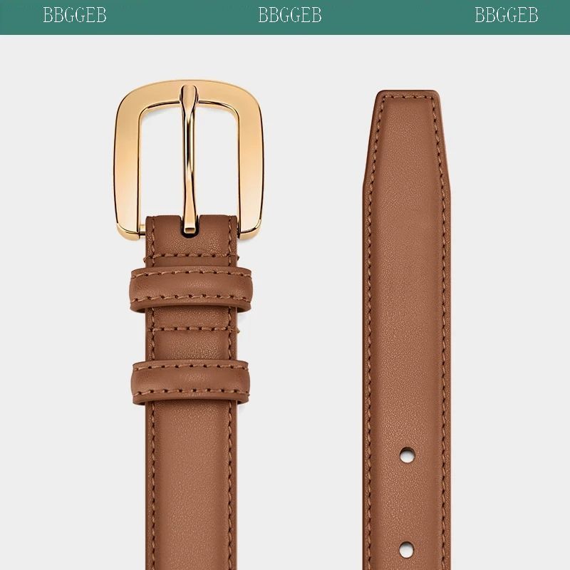 Casual square gold buckle ins red belt simple fashion versatile pin buckle women's belt thin jeans belt