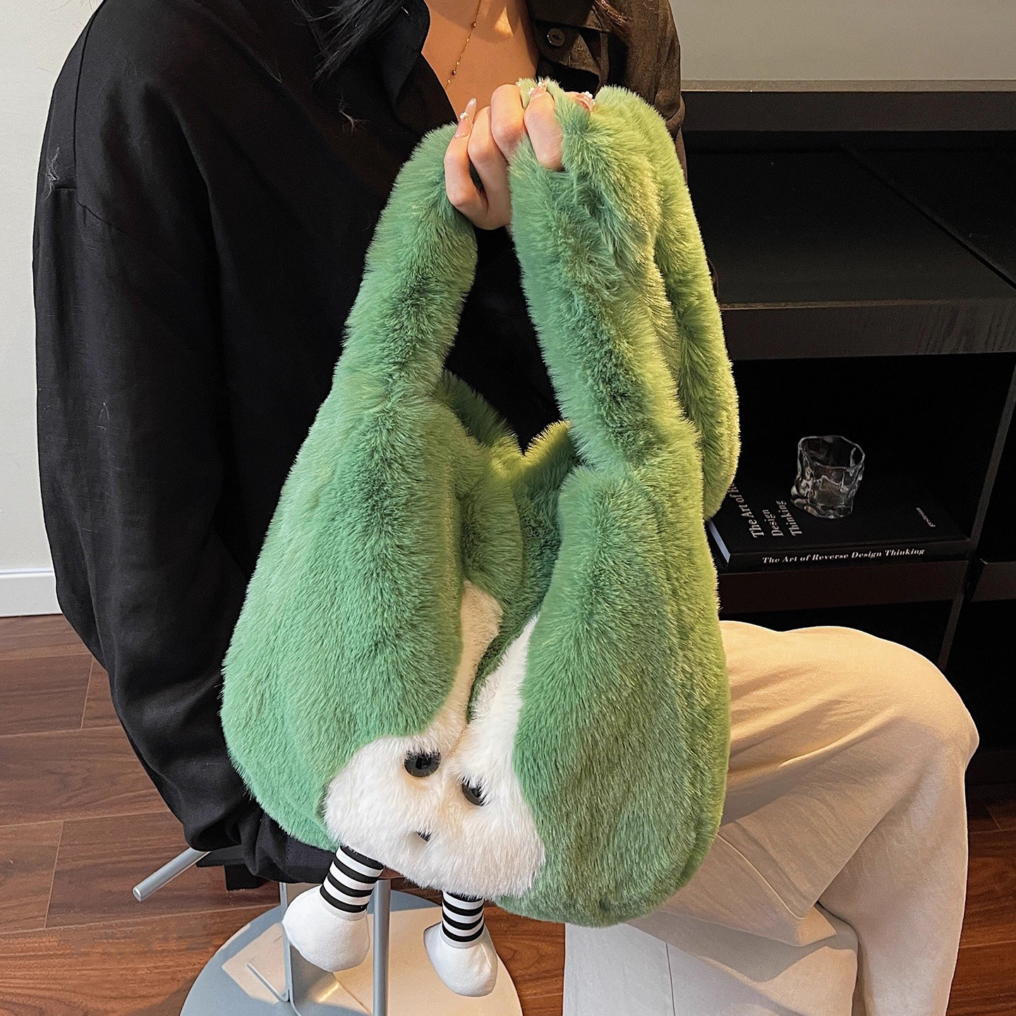 少女可爱兔子毛绒包2025新款秋冬毛茸茸单肩斜挎包毛毛包粉色绿色,淘宝优惠券,粉丝福利购,淘宝优惠卷