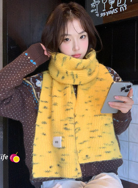 复古黄色波点丝巾女2025新款系脖薄款高级感时尚披肩外搭围巾装饰