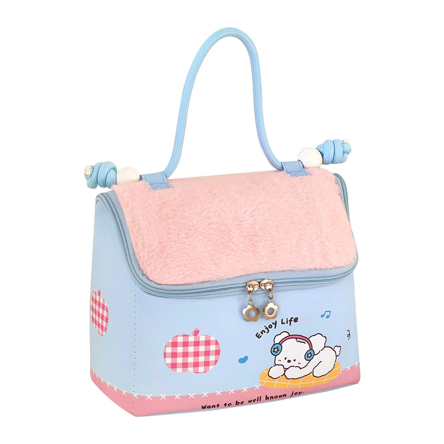 小房子化妆包女撞色大容量便携旅行手提毛绒分区手提化妆品收纳包,淘宝优惠券,粉丝福利购,淘宝优惠卷