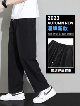 Summer ice silk trousers men's thin loose straight trousers quick-drying sports casual pants ສັ້ນຜູ້ຊາຍແບບໃຫມ່