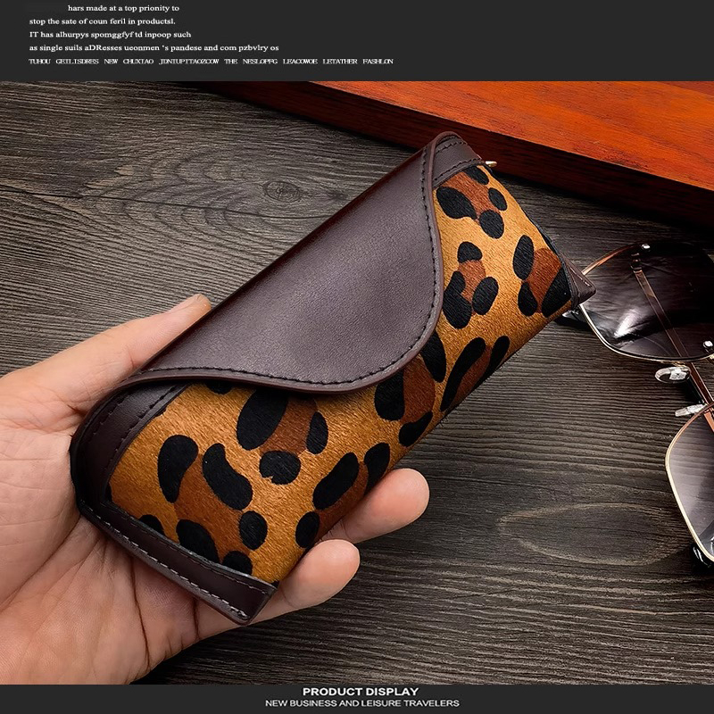 新款男女士防压眼镜包豹纹马毛便携式眼镜收纳袋近视眼镜盒墨镜 - 图2