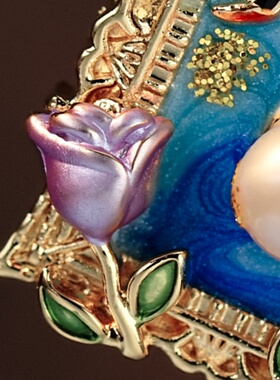 油画风天鹅可拆卸DIY淡水珍珠挂坠项链配件万能扣吊坠国风单坠子