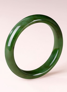 正品和田碧玉俄碧手镯老坑料镯子女款玉镯真玉石送女友妈妈带证书