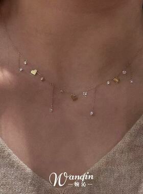 「心跳节拍」韩系简约爱心流苏项链甜美气质高级感日常百搭锁骨链