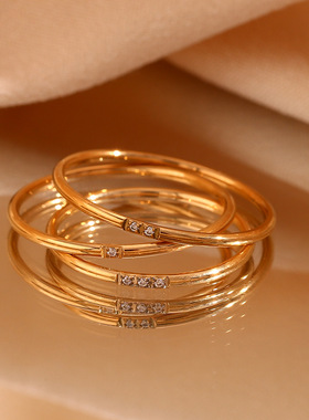 女士lovisa超闪简约素圈天然新款超闪钻银方晶锆石戒指