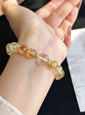 天然黄塔晶柠檬黄水晶招财吸金暴富转运手链百搭高级感手串礼物女