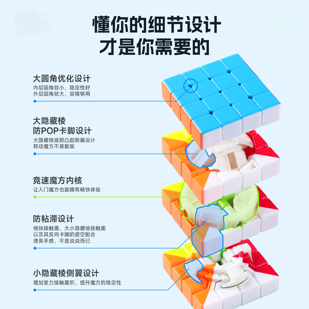 魔方三阶34五阶磁力比赛专用块益智玩具贴纸儿童百变正品金字塔