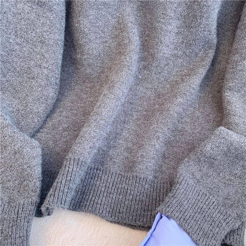 假两件衬衫领毛衣女秋冬季大码内搭慵懒风撞色翻领灰色套头针织衫,淘宝优惠券,粉丝福利购,淘宝优惠卷