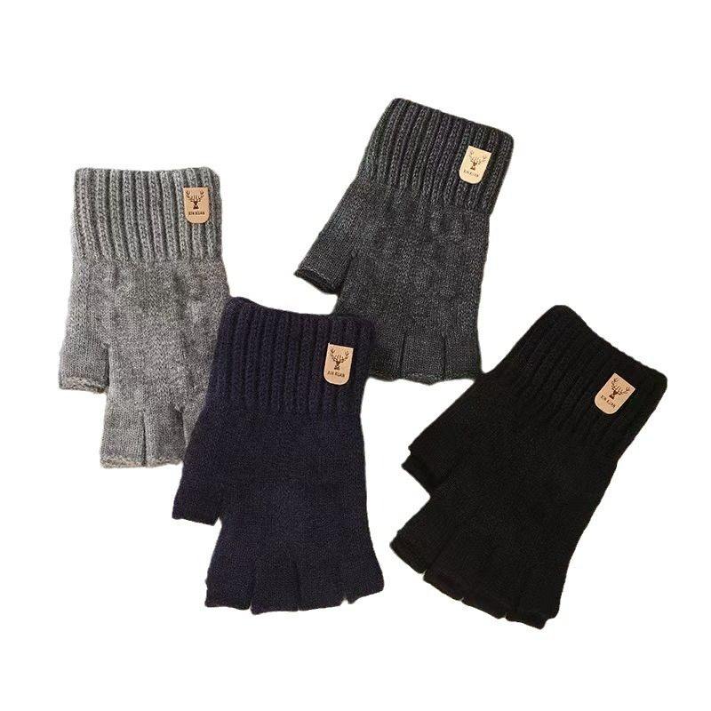 半指手套男士冬天保暖加绒加厚针织毛线露指学生写字骑行秋冬季男,淘宝优惠券,粉丝福利购,淘宝优惠卷