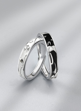 小王子与玫瑰花情侣戒指S999纯银对戒小众设计款生日礼物送男女友