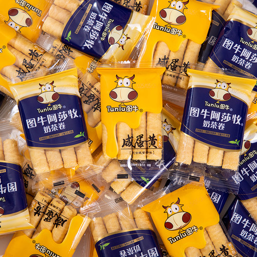 图牛蛋卷咸蛋黄卷心酥芝士注流夹心儿童饼干休闲零食小吃糕点奶茶 - 图2