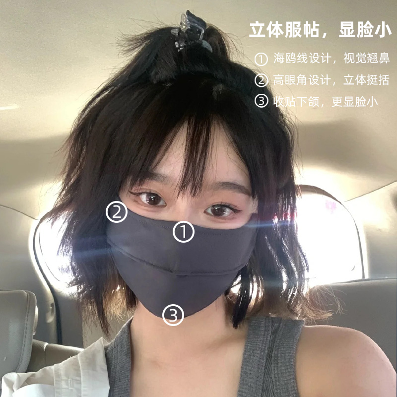 防晒口罩女款2023新款高端全脸护眼角夏季薄款冰丝纤薄透气面罩夏-图1