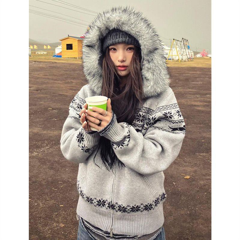 费尔岛连帽毛衣外套女韩系秋季穿搭针织衫宽松大码内搭长袖上衣,淘宝优惠券,粉丝福利购,淘宝优惠卷