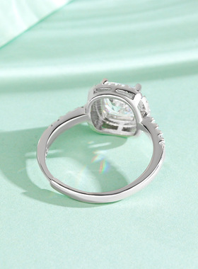 s925纯银方钻公主戒指女日韩气质时尚高级感求婚钻戒情人节送女友