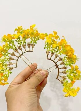 仿真桂花发钗排簮U钗长流苏树叶发夹高颜值可爱清新秋天拍照樱桃