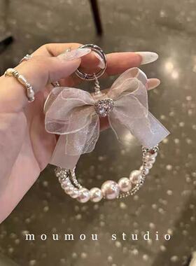 2026新款爱心钻粉色带心双链钥匙扣挂链卡扣挂件挂包潮手机链