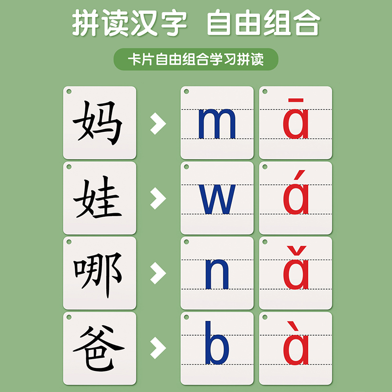 拼音卡片一年级上册下册全套拼读训练字母表专项训练汉语aoe知识-图1