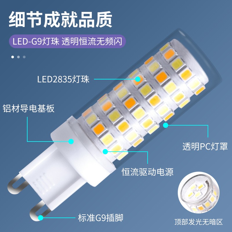 g9灯泡led插脚灯珠超亮节能灯三色变光客厅吊灯光源替换照明室内 - 图1