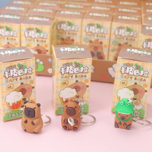 创意水豚君钥匙扣挂件钥匙链公仔包包挂件女叠叠乐小礼品 - 图0