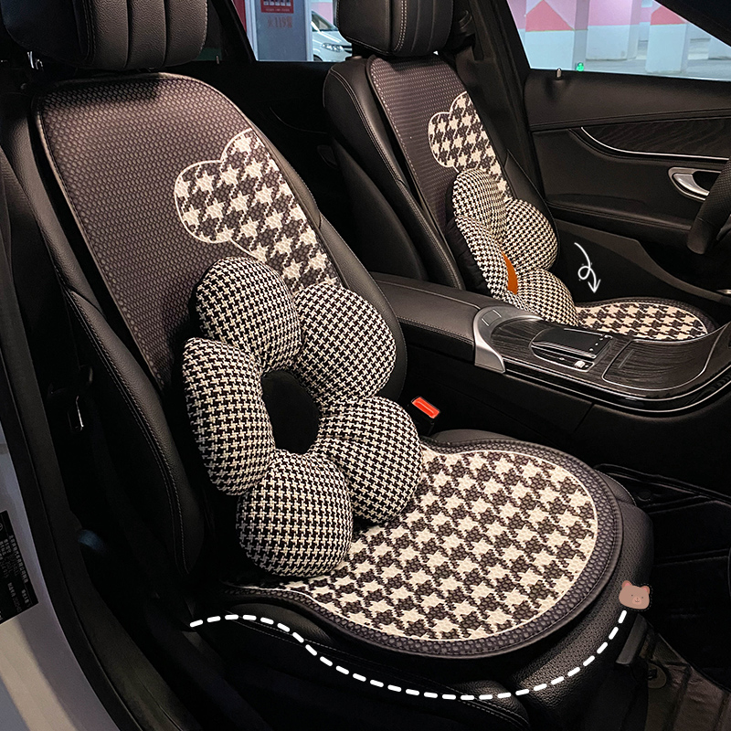 汽车坐垫四季通用千鸟格女士车内座椅通风车垫女神款网红座垫夏季,淘宝优惠券,粉丝福利购,淘宝优惠卷