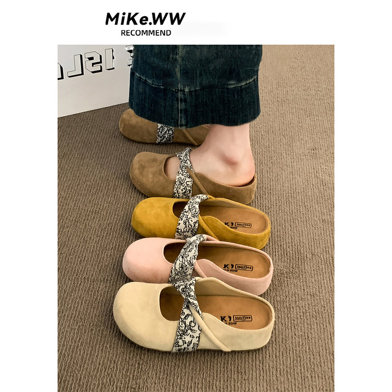 勃肯鞋女鞋子包头半拖鞋外穿2025新款平底鞋一脚蹬秋季凉拖鞋单鞋,淘宝优惠券,粉丝福利购,淘宝优惠卷