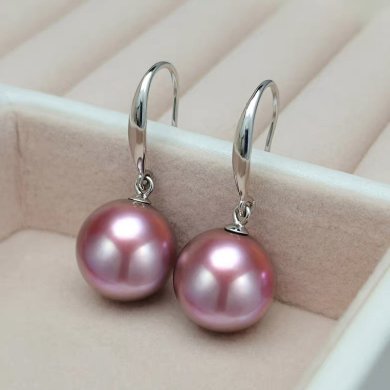 诸暨淡水珍珠耳钩女S925银紫色正圆强光爱迪生耳环高级感耳饰礼物,淘宝优惠券,粉丝福利购,淘宝优惠卷