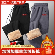 Ultra-thick lamb suede pants male winter plus suede thickened bunches long pants autumn winter style sweatpants sports 100 hitch casual pants