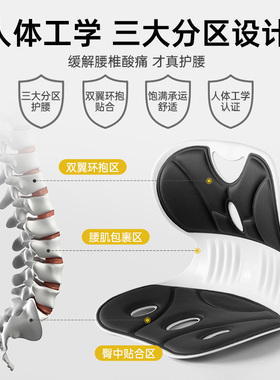 人体工学护腰坐垫椅子办公室久坐拖靠背靠垫一体座椅腰托支撑坐姿