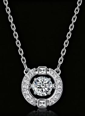 施家大小黑天鹅跳动的心项链女玫瑰金锁骨链韩版水晶简约生日礼盒