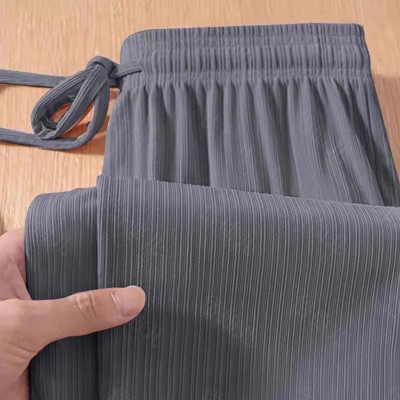 大码女装冰丝防晒裤女夏薄款2025新款200斤胖mm直筒阔腿居家睡裤 - 图2