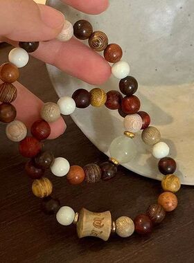 檀木多宝珠手链女2026年新款民族风串珠手饰新中式古风禅意手串男