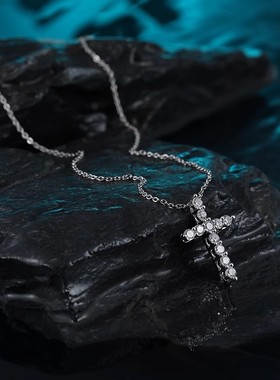 十字架吊坠项链女轻奢小众设计高级感秋冬锁骨毛衣链超闪锆石配饰