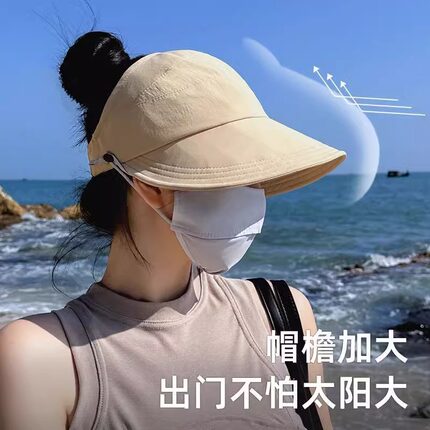 赵露思同款大头围可挂口罩防晒帽防紫外线遮阳速干鸭舌渔夫棒球帽