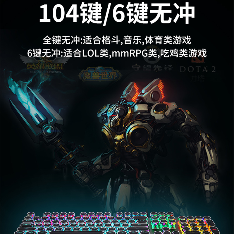 HP惠普真机械键盘鼠标青轴蒸汽朋克男女办公吃鸡游戏电竞专用茶轴 - 图1