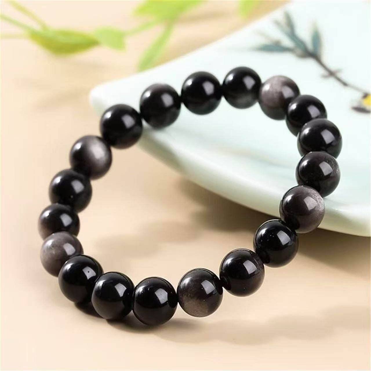 天然银曜石手链手串单圈猫眼银耀石手捻男双眼金曜石手串招财情侣,淘宝优惠券,粉丝福利购,淘宝优惠卷