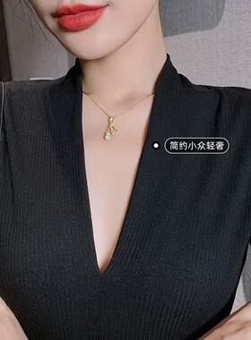 金色葫芦吊坠项链女锁骨链感满钻颈链时尚ins小众设计饰品潮