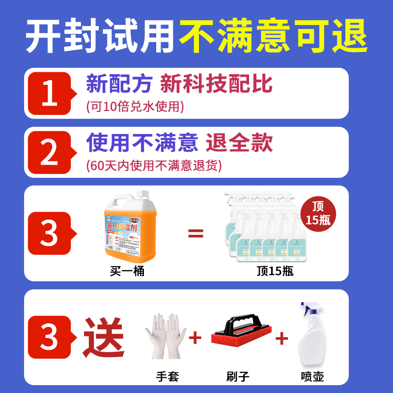 瓷砖地板专用清洁剂地砖水泥腻子粉卫生间厕所去污去黄强力清洁液-图1