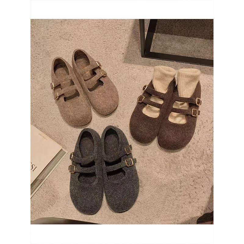 羊绒版~增高4cm勃肯毛毛玛丽珍单鞋女秋冬季加绒保暖公主平底鞋子,淘宝优惠券,粉丝福利购,淘宝优惠卷