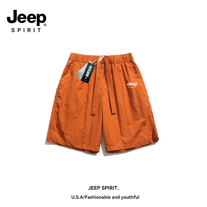 Jeep spirit短裤男夏季薄款休闲运动冰丝五分裤速干美式潮牌宽松 - 图1