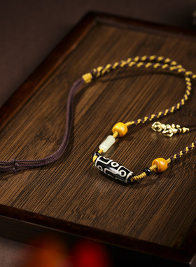 直播供货天珠项链绳和田玉金刚杵吊坠绳横天珠穿挂脖挂绳调节男女