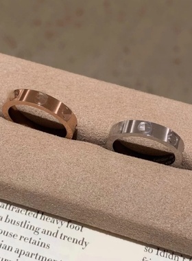 钉子戒指男女18K玫瑰金love满天星情侣对戒指环黄金白金窄版宽版