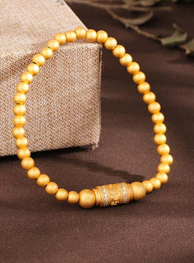 s925纯银传承古法六字真言护佑手链女士国潮风个性高级感圆珠手串