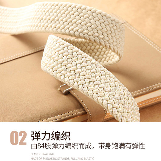 新款男女编织腰带2024针扣帆布百搭休闲皮带学生牛仔裤带松紧弹性
