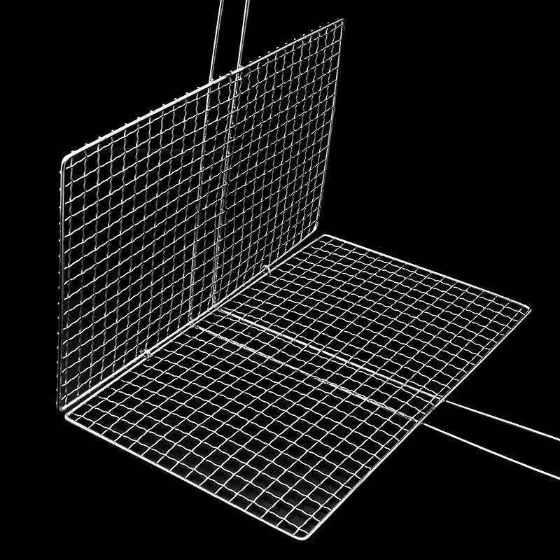 烧烤网片不锈钢烧烤网格长方形双层烤鱼夹蔬菜韭菜烤菜羊肉卷夹子