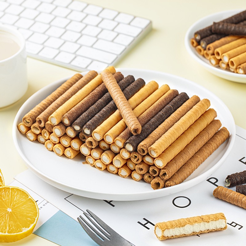 旺旺黑白配散装香橙味混合口味休闲零食饼干夹心卷包解馋饼干